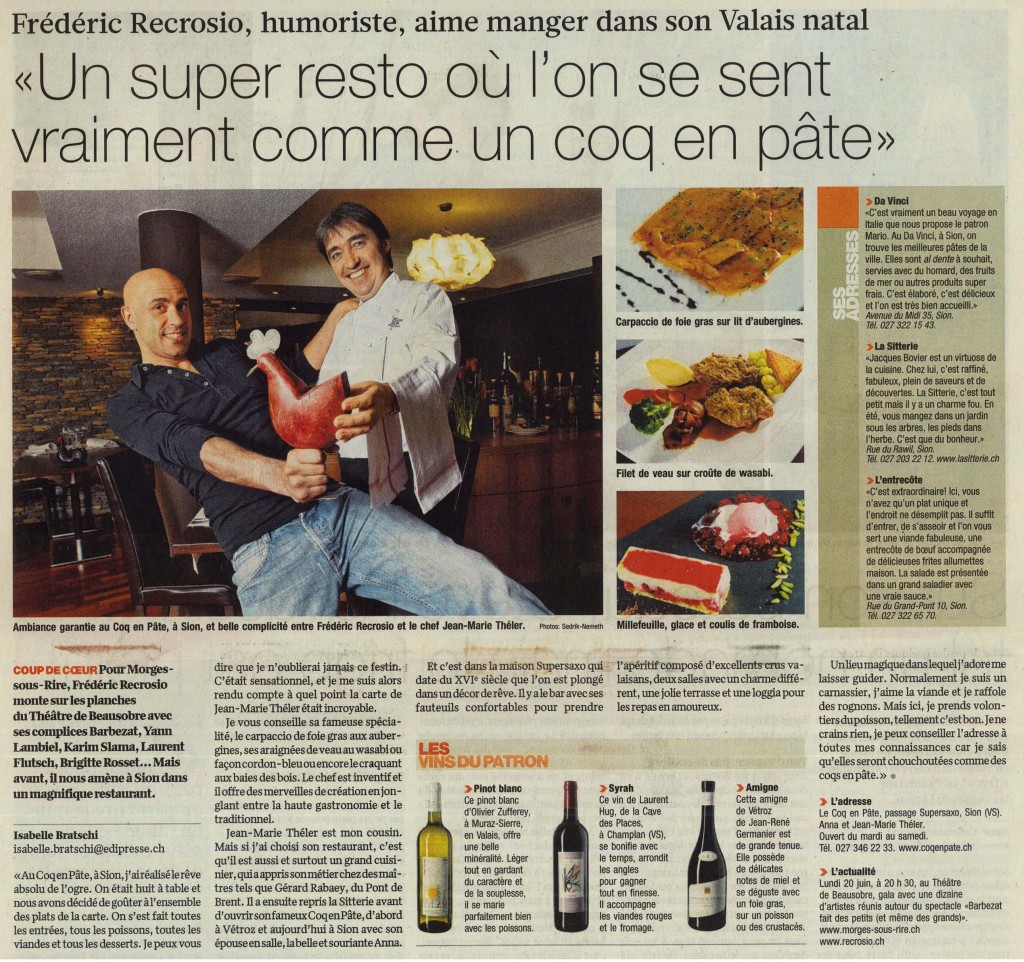 Frédéric Recrosio au Coq en pâte à Sion