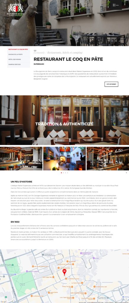 Bourgeoisie de Sion - Restaurant Le Coq en Pâte